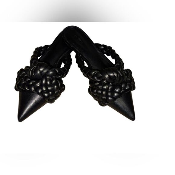 ALEXANDRE BIRDMAN Carlotta Braided Leather black Point-toe slide on Flats sz 37 - Picture 4 of 6